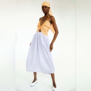 TACH Women's Purple and Orange Striped Halter Backless Maxi Dress - Size M